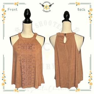 Women's Taylor & Sage Large Halter Tank Top Eyelet Lined Pull Over Top Mauve